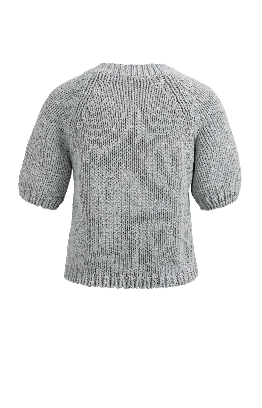 YAYA Grauer, kurzärmeliger Grobstrickpullover