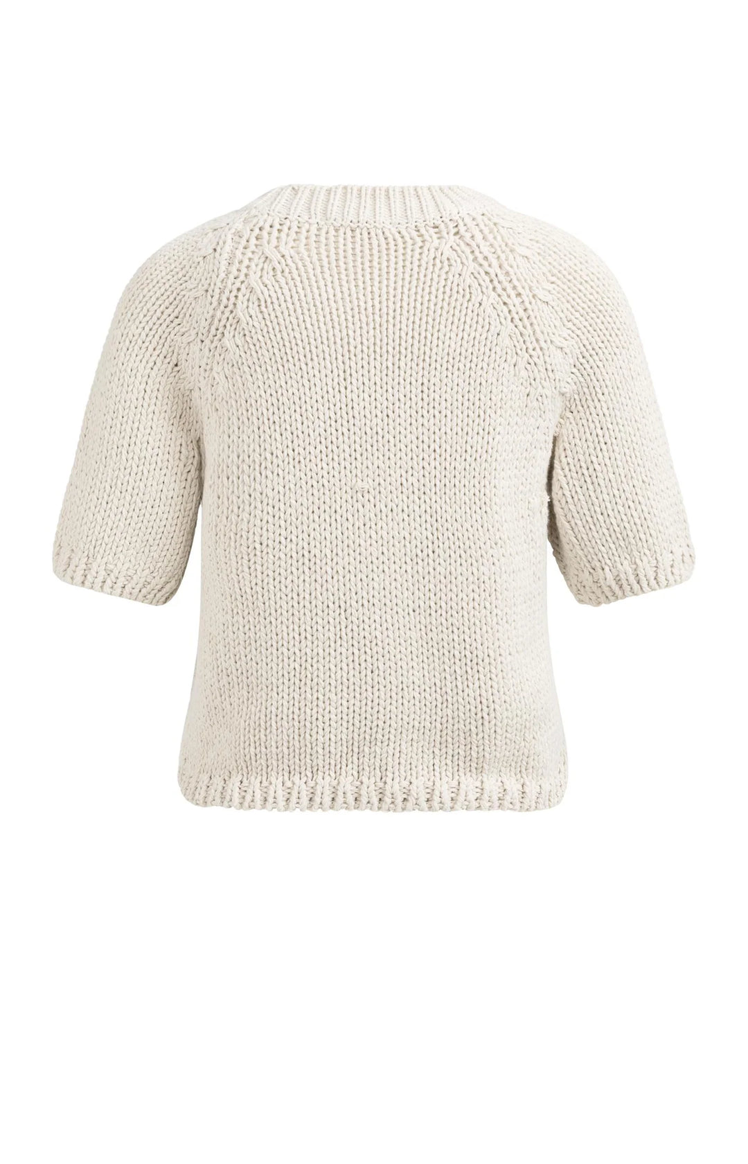 YAYA Beige Kurzarm Grobstrickpullover
