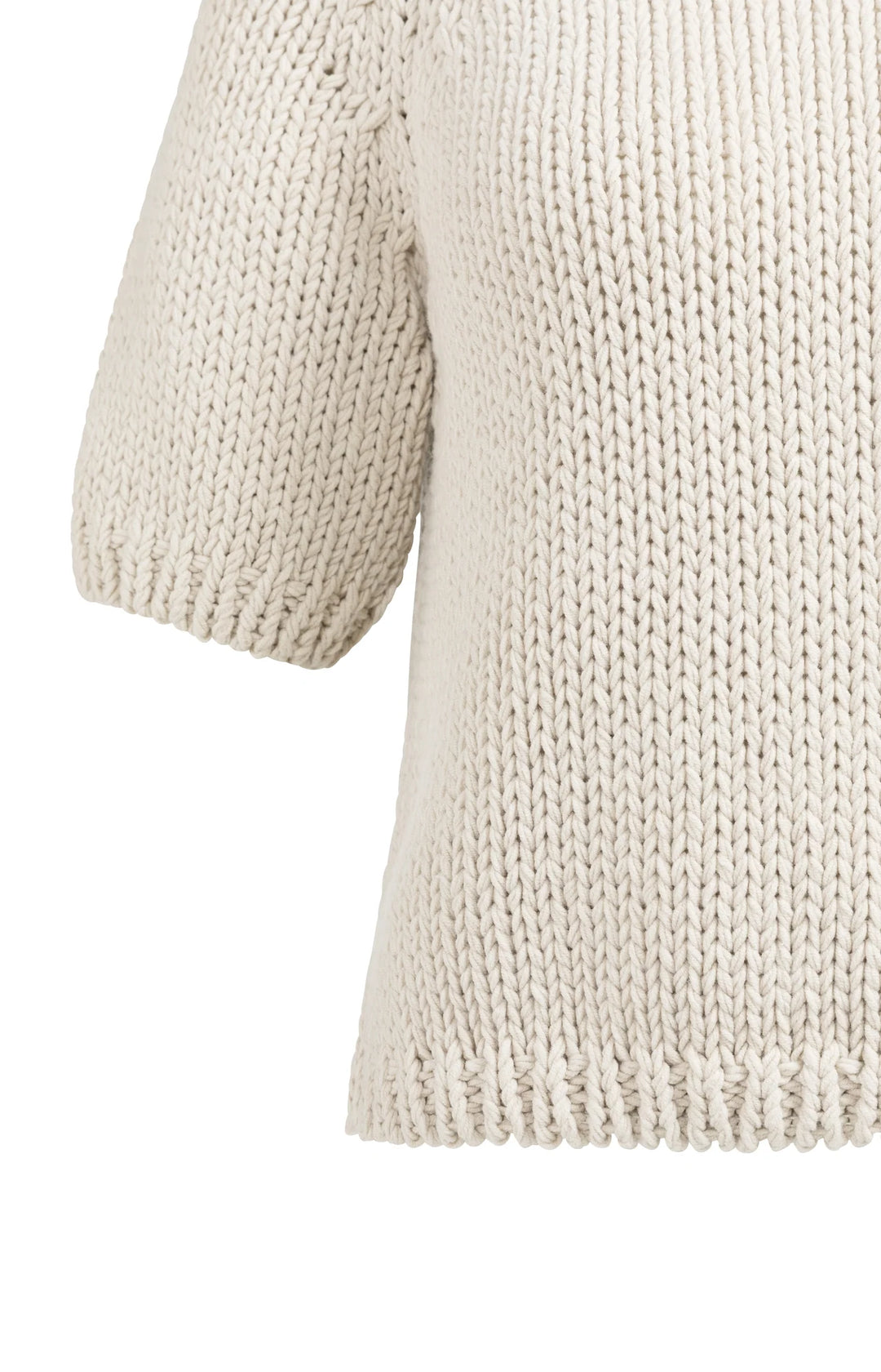 YAYA Beige Kurzarm Grobstrickpullover