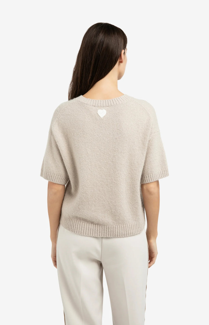 YAYA Kurzarm-Strickpullover mit Kunstdruck