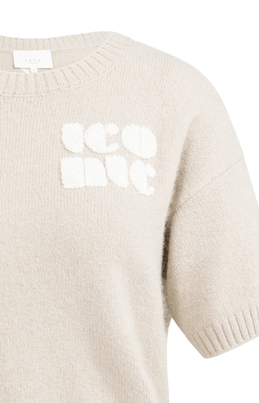 YAYA Kurzarm-Strickpullover mit Kunstdruck
