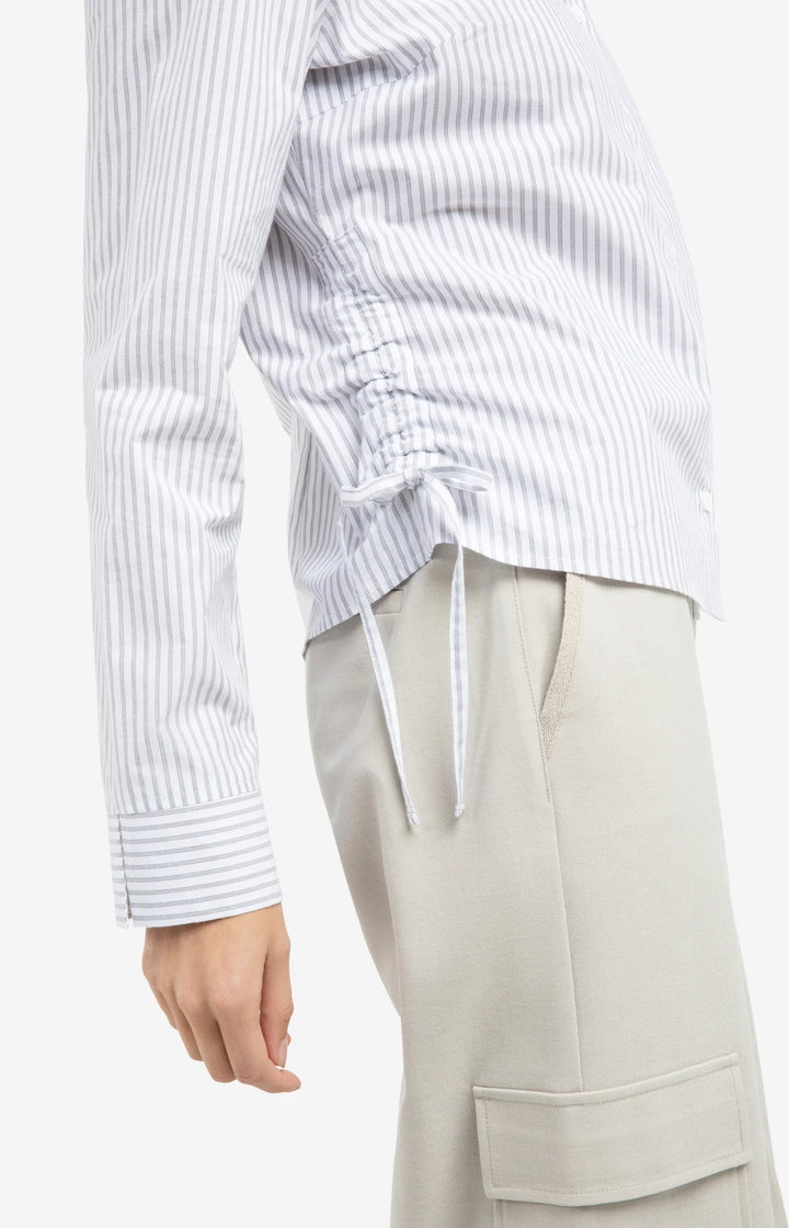 YAYA graue taillierte Bluse mit seitlichen Kordelzügen