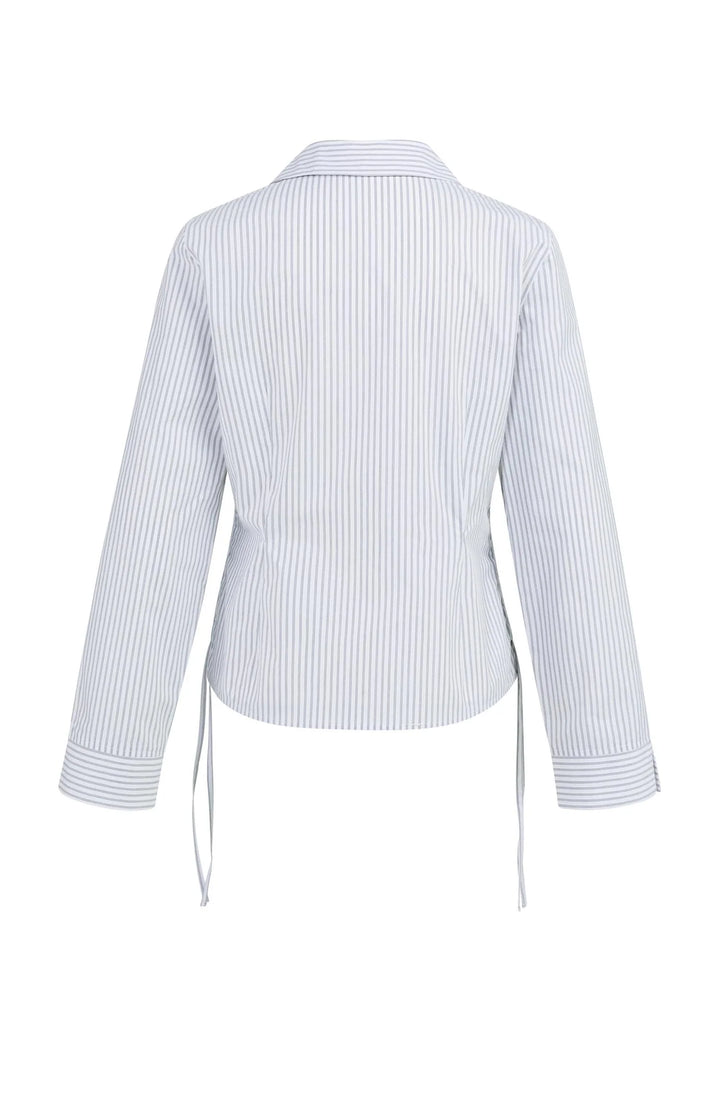 YAYA graue taillierte Bluse mit seitlichen Kordelzügen