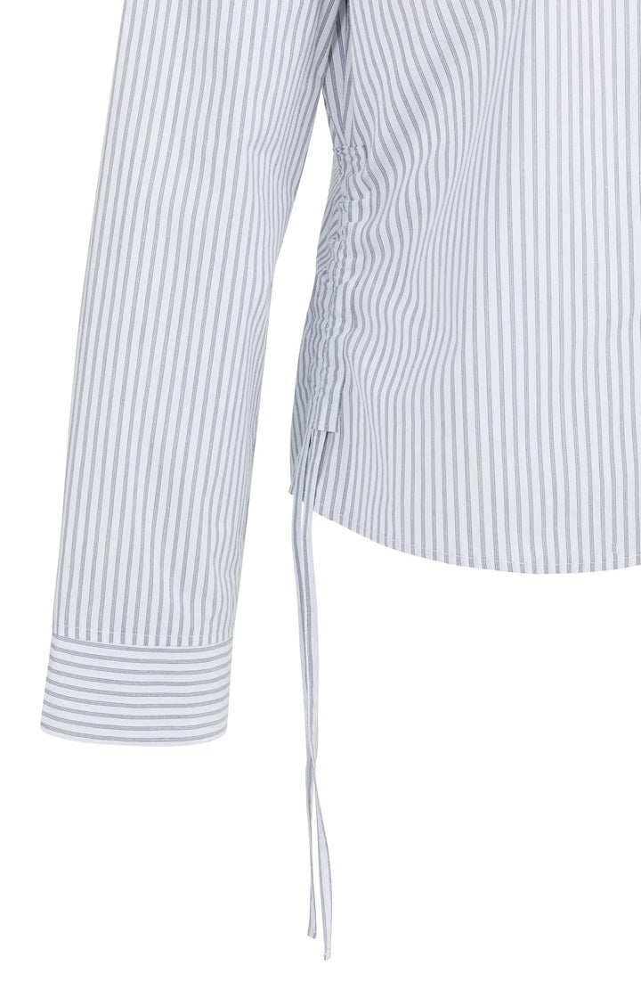 YAYA graue taillierte Bluse mit seitlichen Kordelzügen