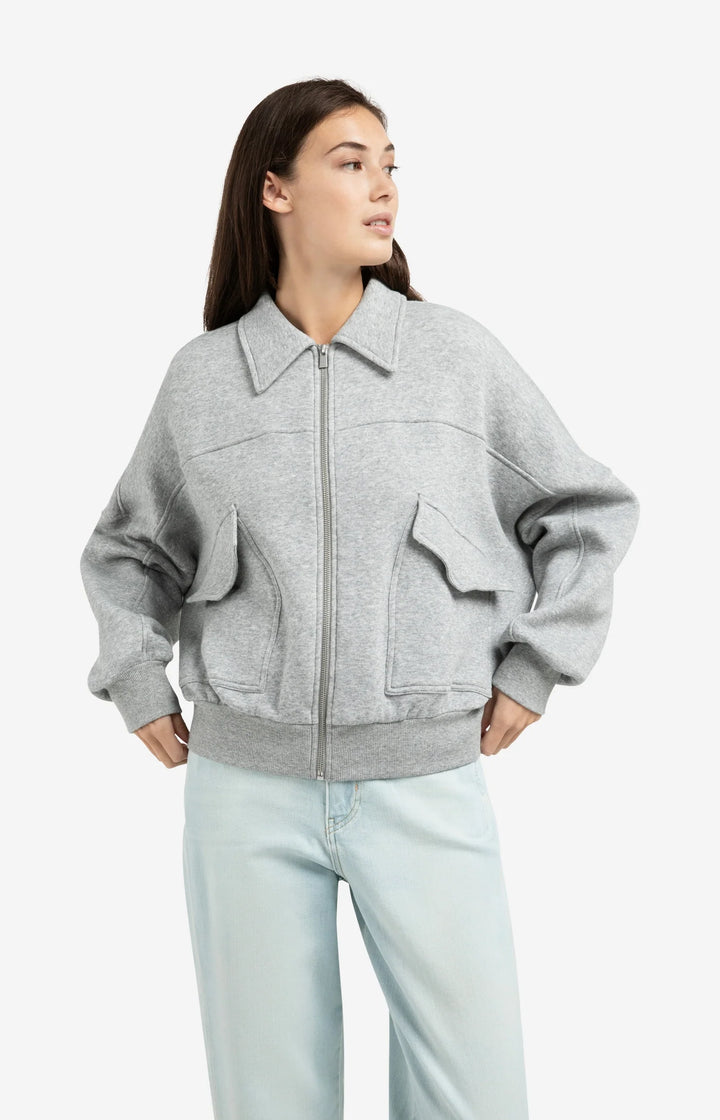 YAYA graue Sweatshirtjacke mit Reißverschluss