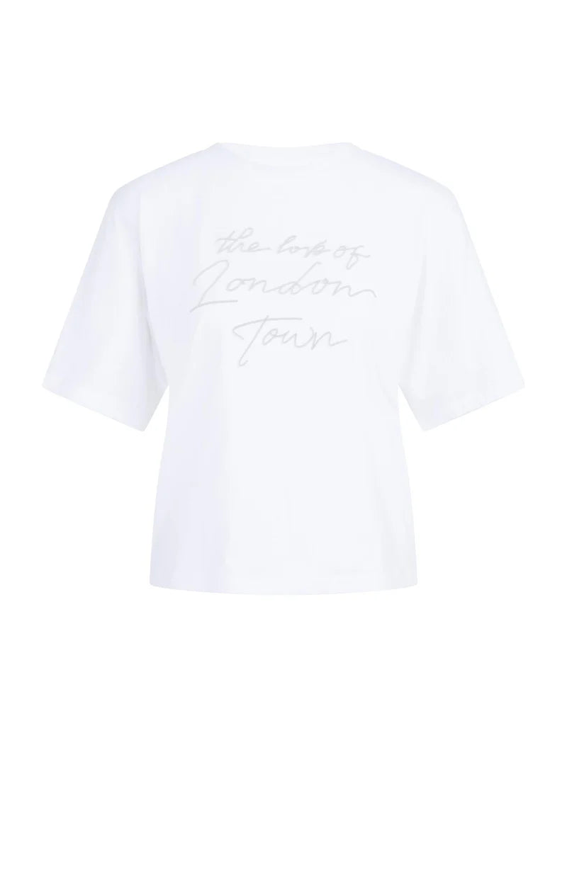 YAYA Blaues Oberteil mit weichem Flockdruck