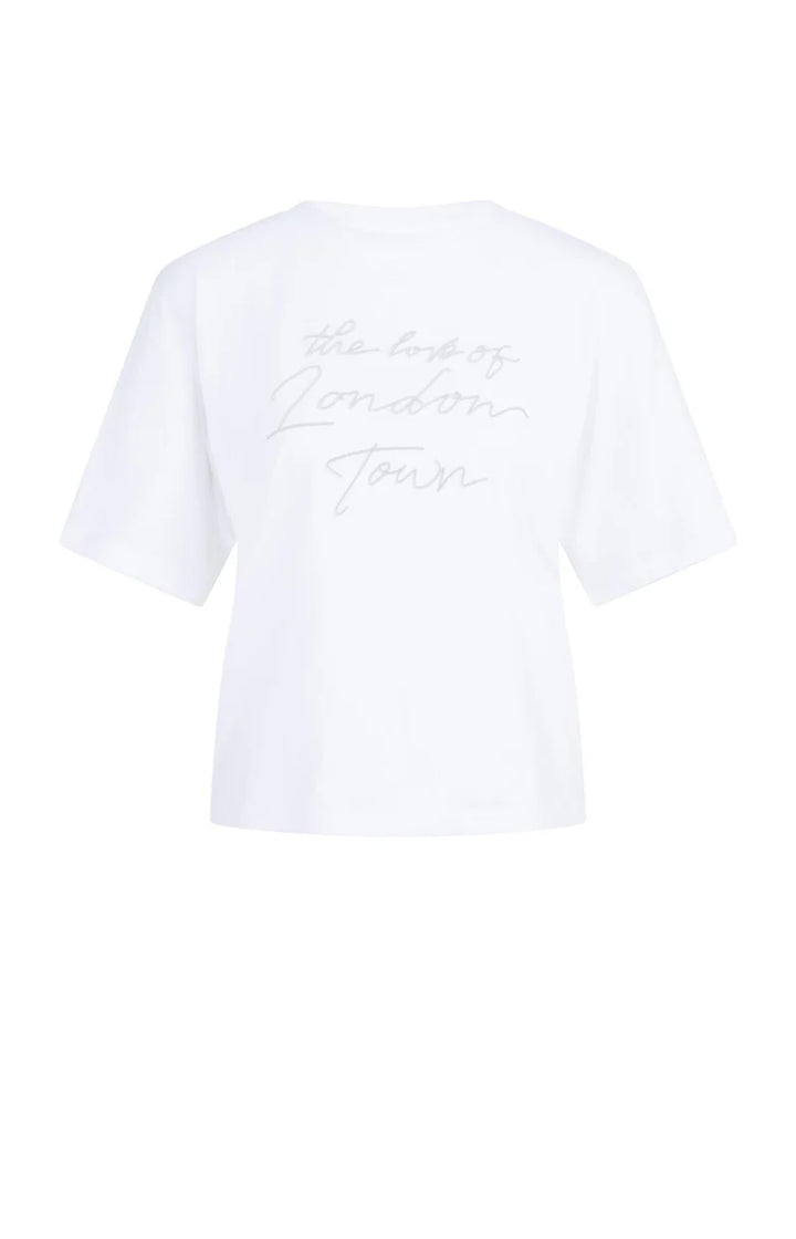 YAYA Blaues Oberteil mit weichem Flockdruck