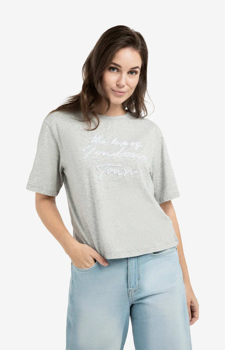 YAYA Weißes Top mit weichem Flockdruck