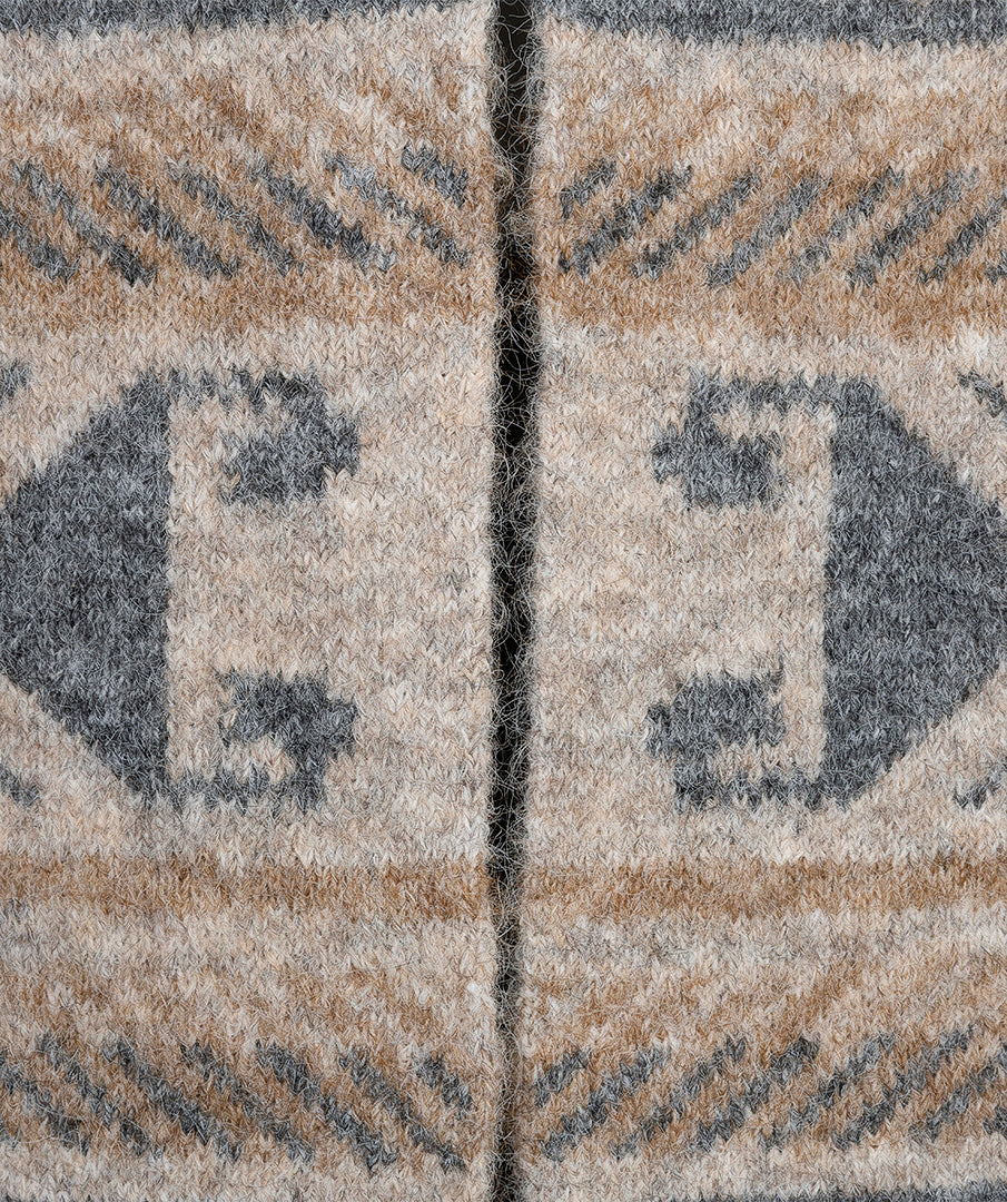 EsQualo Intarsia Pattern Long Cardigan, Grey