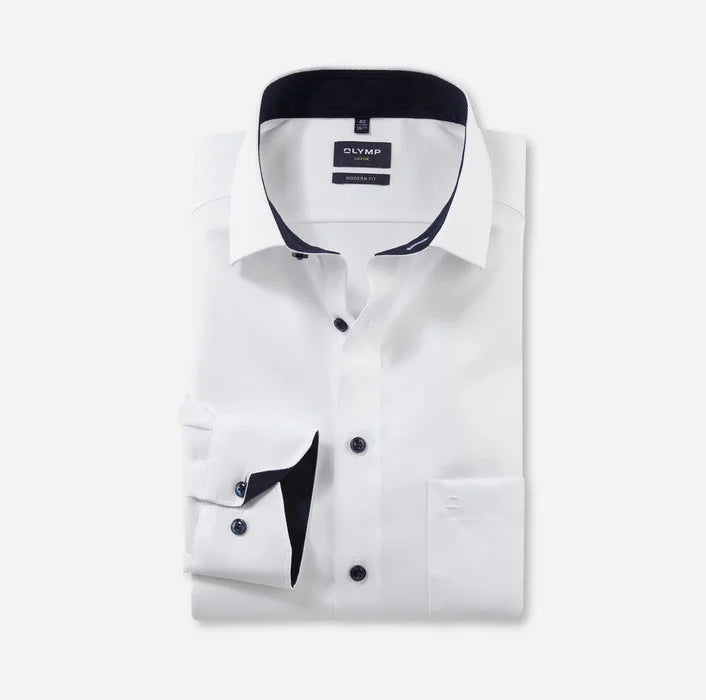 Olymp White Modern Fit Long Sleeve Shirt