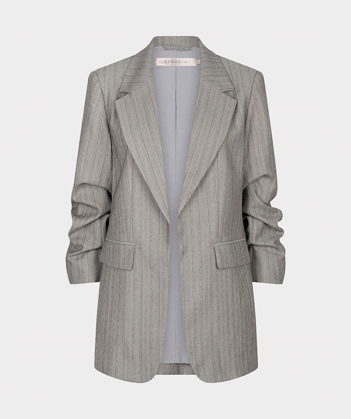 EsQualo 3/4 Sleeve Herringbone Blazer, Light Grey