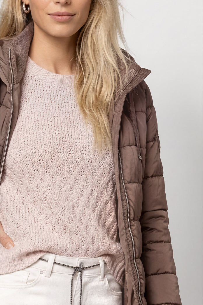 Monari Quilted Taupe Coat