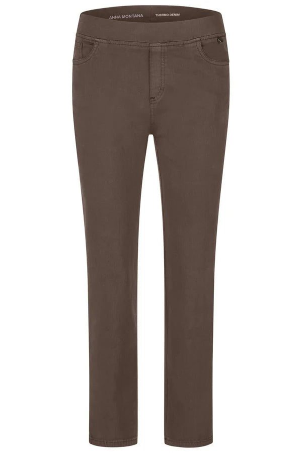 Anna Montana Angelika Jump In Slim Fit Brown Denim Jeans 