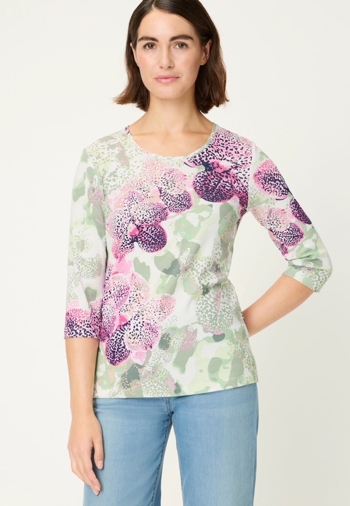 Olsen Langarmshirt mit fuchsiafarbenem Blumenmuster