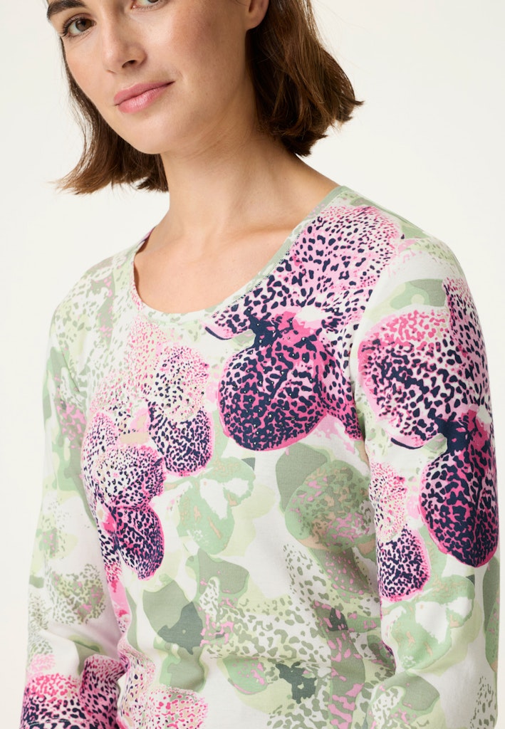Olsen Langarmshirt mit fuchsiafarbenem Blumenmuster