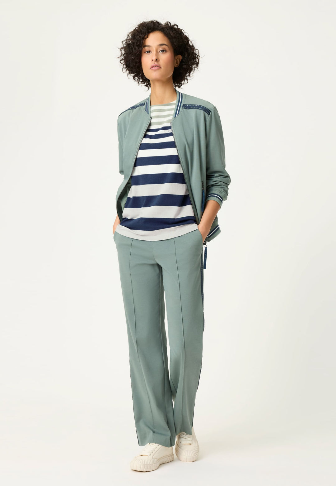 Olsen Gestreiftes Langarm-T-Shirt