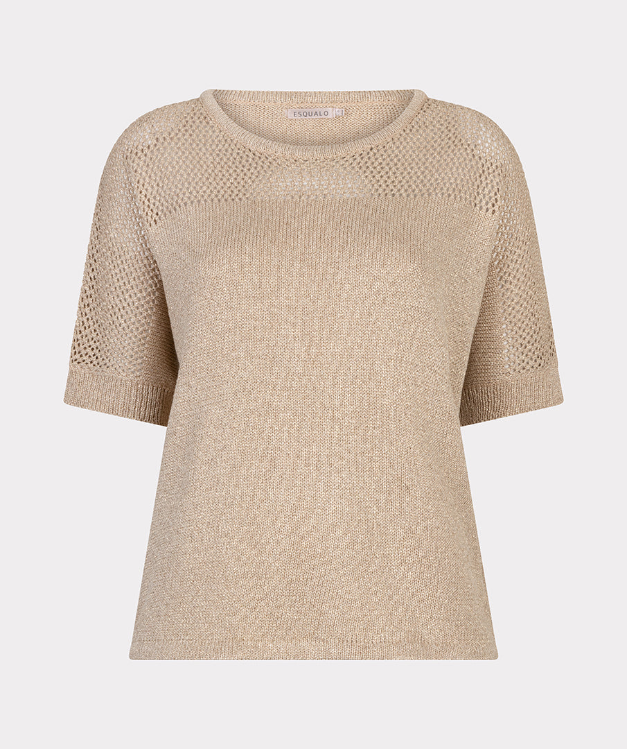 EsQualo Light Sand Sweater Ajour Batwing