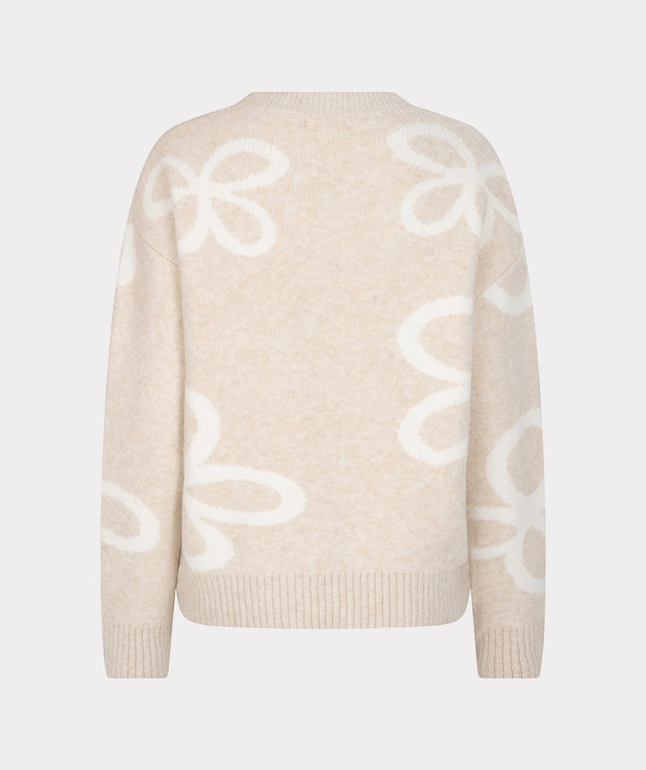 EsQualo Knitted 'Intarsia' Jumper, Biscuit