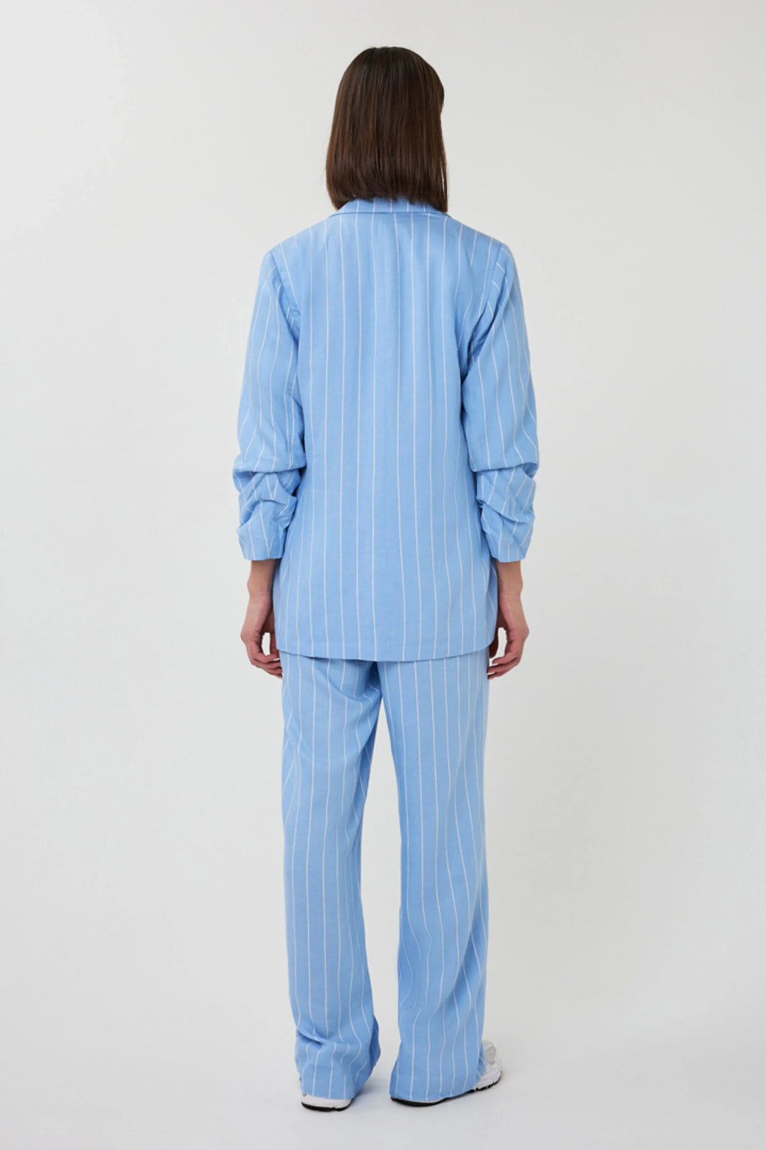 EsQualo hellblauer Leinenblazer mit Streifen