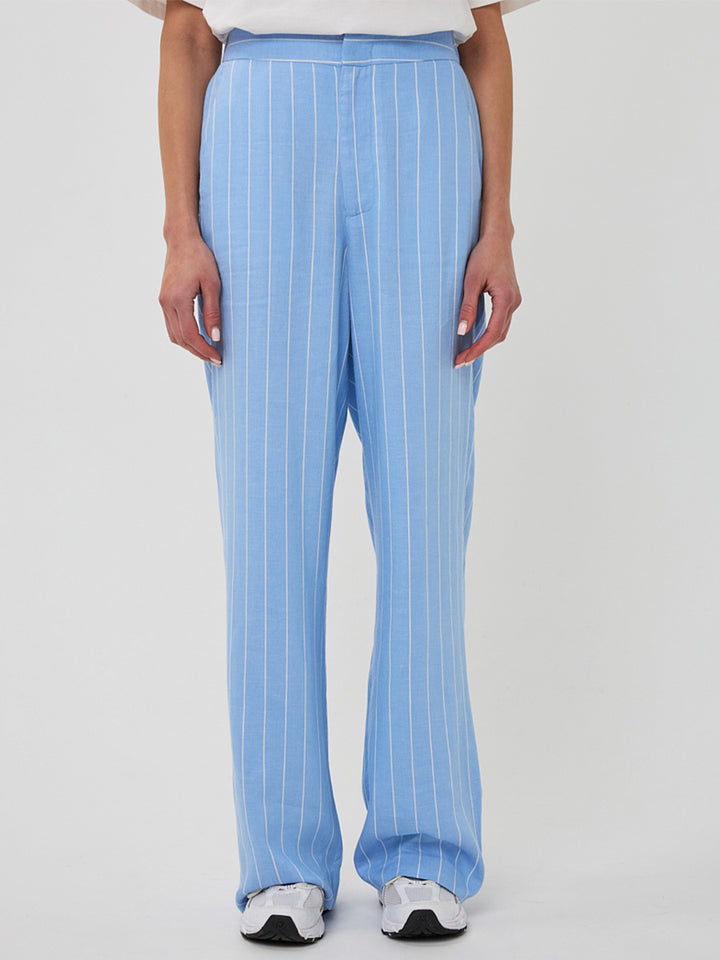 EsQualo blaue Leinenhose mit Nadelstreifen