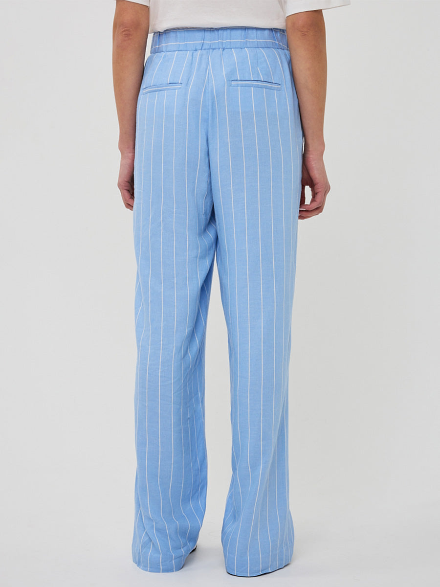 EsQualo blaue Leinenhose mit Nadelstreifen