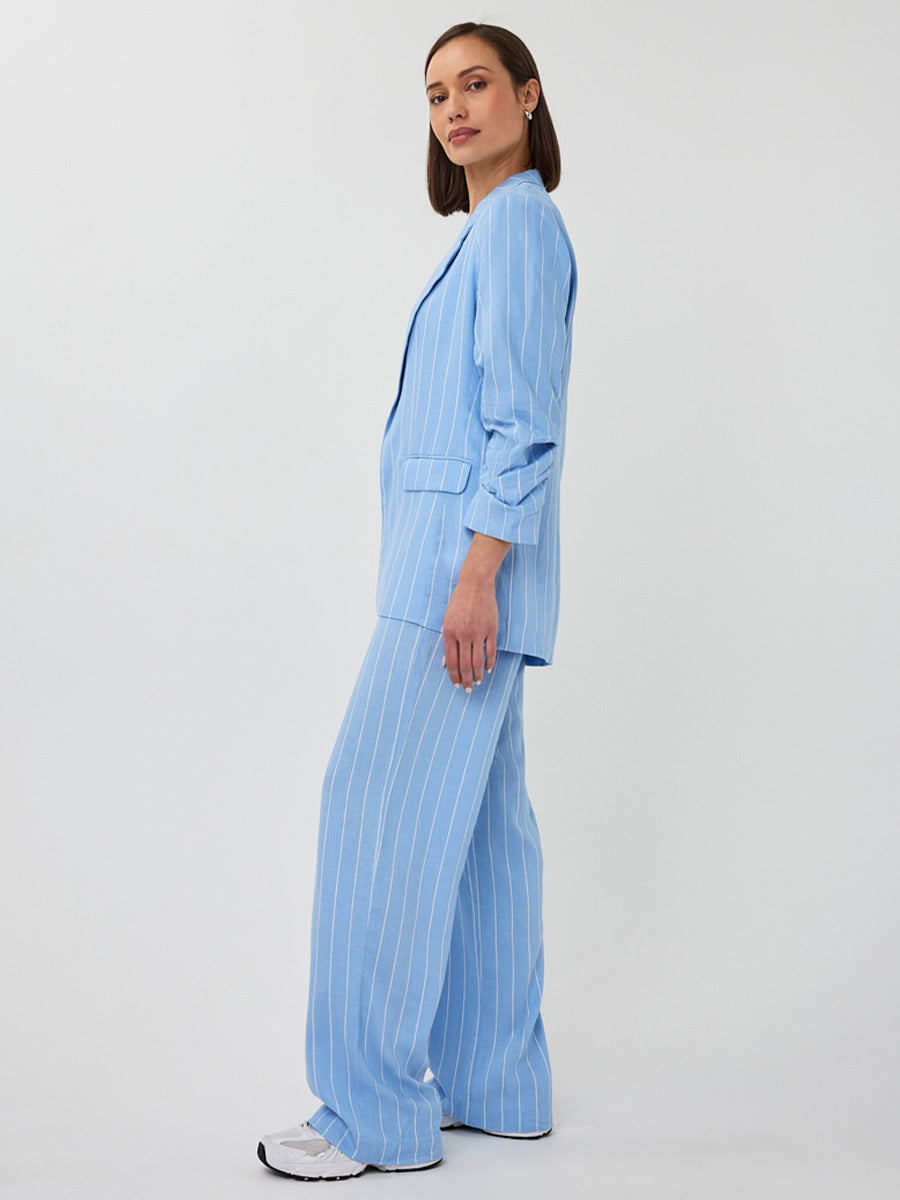 EsQualo blaue Leinenhose mit Nadelstreifen