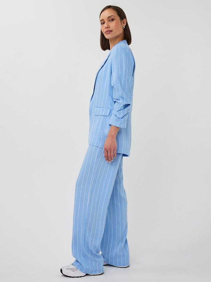 EsQualo blaue Leinenhose mit Nadelstreifen