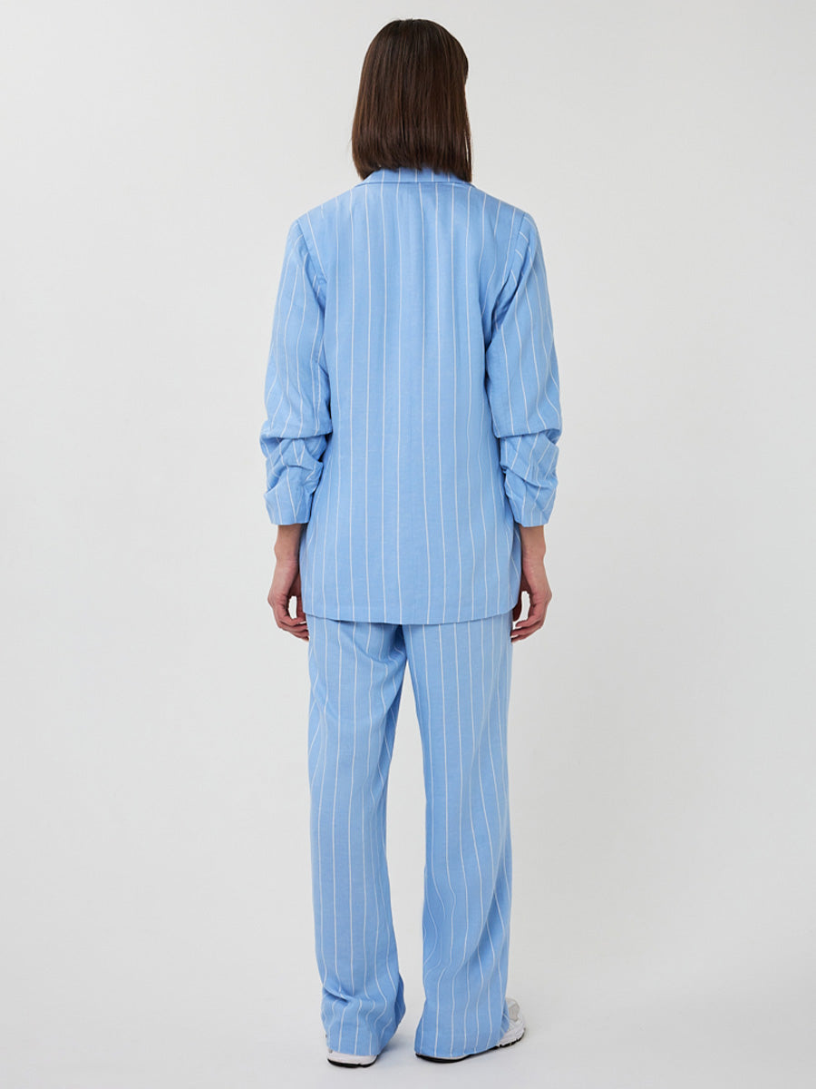 EsQualo blaue Leinenhose mit Nadelstreifen
