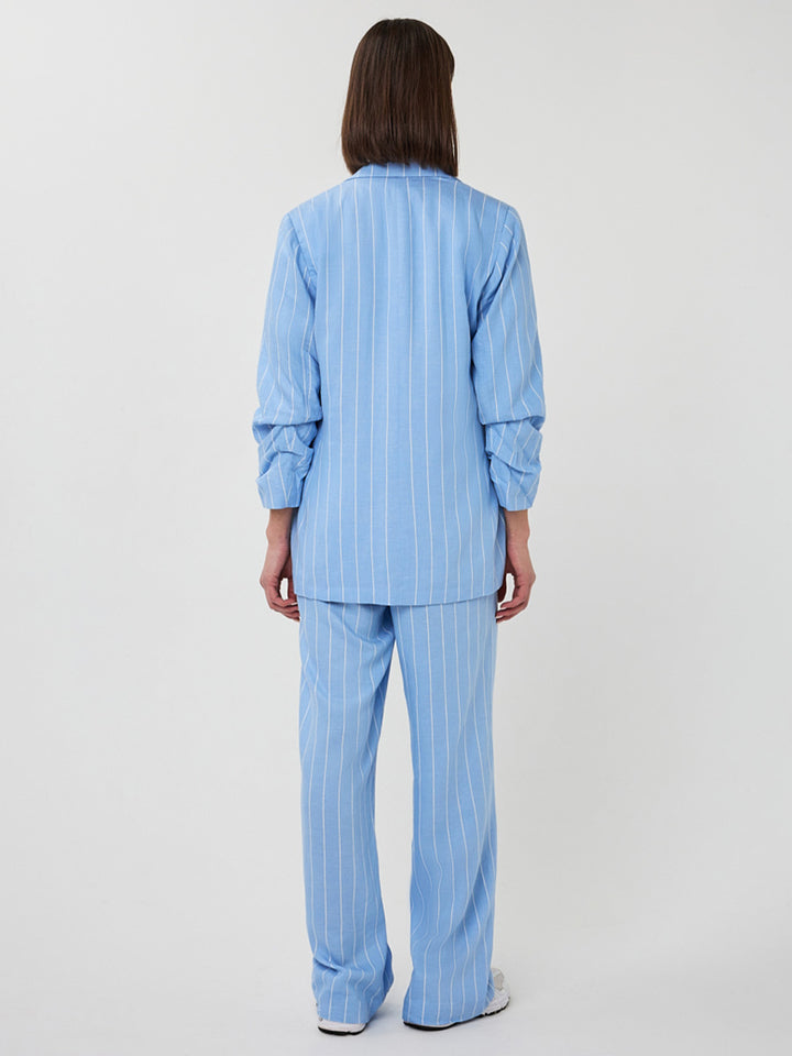 EsQualo blaue Leinenhose mit Nadelstreifen