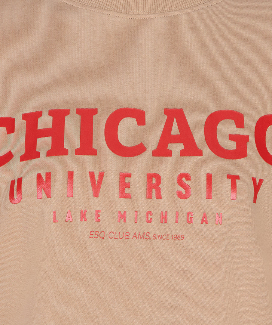 EsQualo Sand 'Chicago' bedruckter Pullover