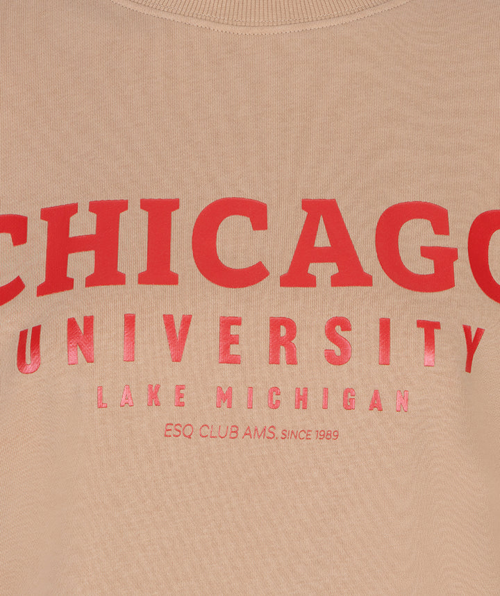 EsQualo Sand 'Chicago' bedruckter Pullover
