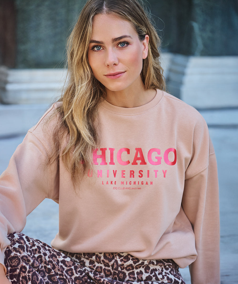 EsQualo Sand 'Chicago' bedruckter Pullover