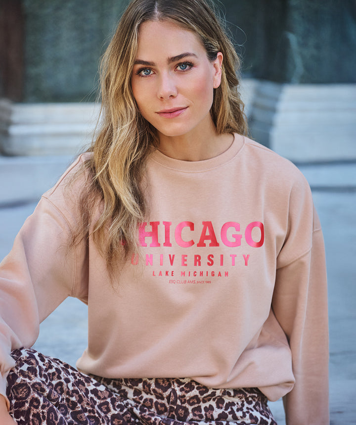 EsQualo Sand 'Chicago' bedruckter Pullover