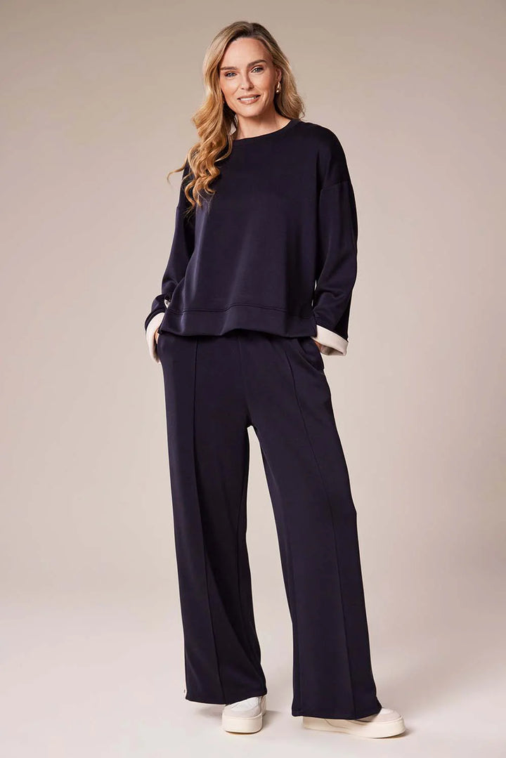Decollage Navy Relaxed Wide-Leg Hose