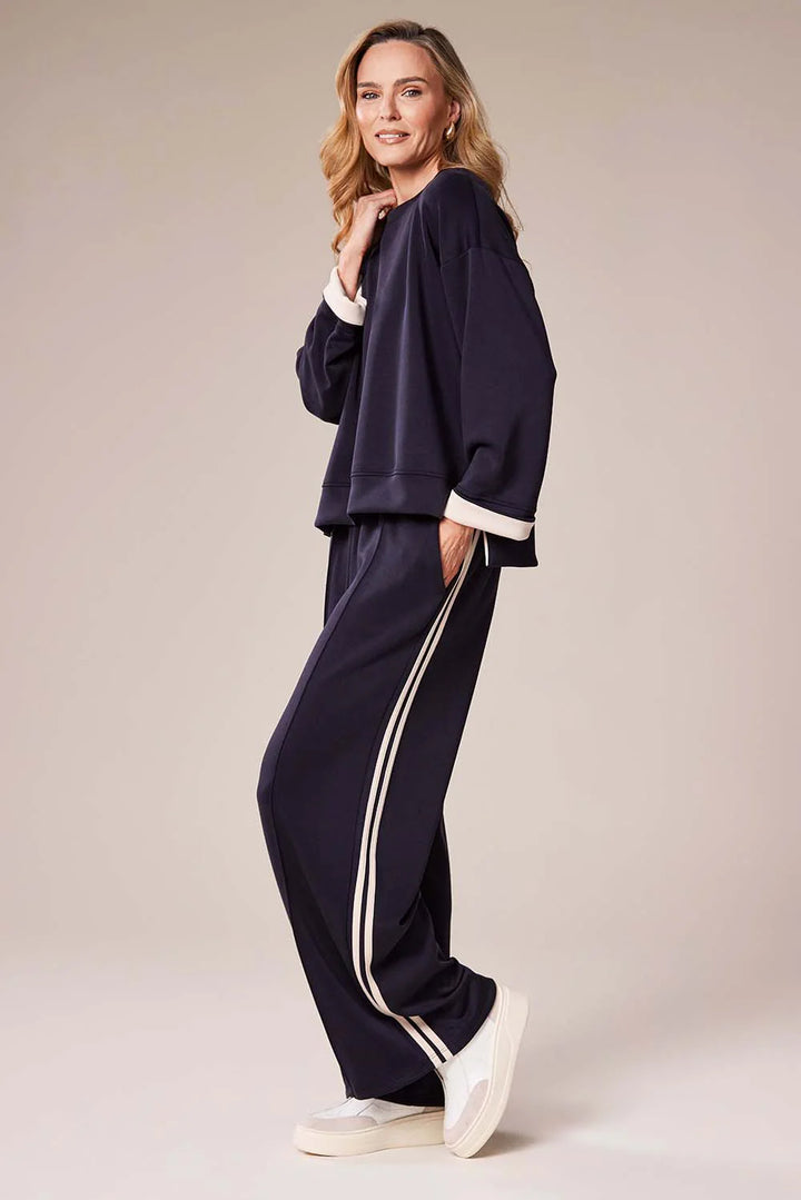 Decollage Navy Relaxed Wide-Leg Hose