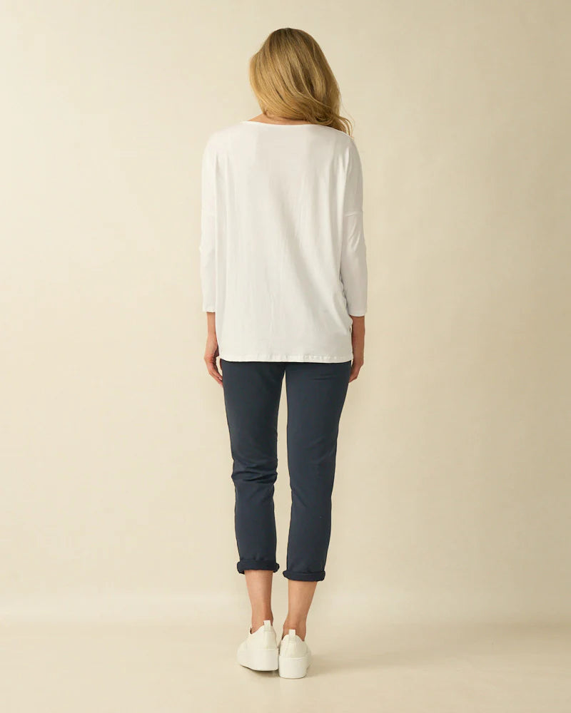 Decollage Weißes Basic Oversize-Top