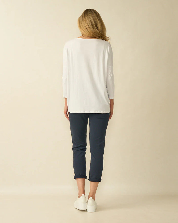 Decollage Weißes Basic Oversize-Top
