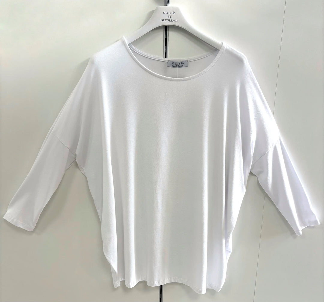 Decollage Weißes Basic Oversize-Top
