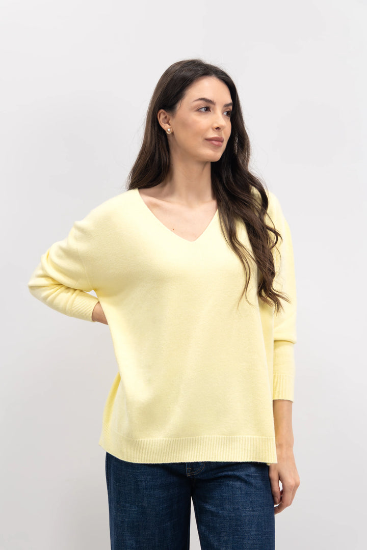 Yellow Boyfriend V-Neck Knit