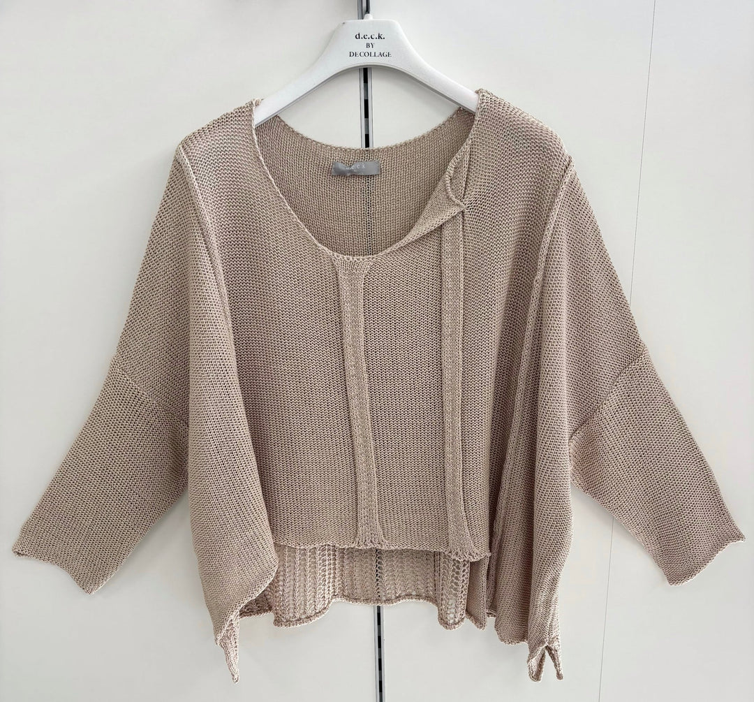 Dekolleté-Orange Lagenstrickpullover