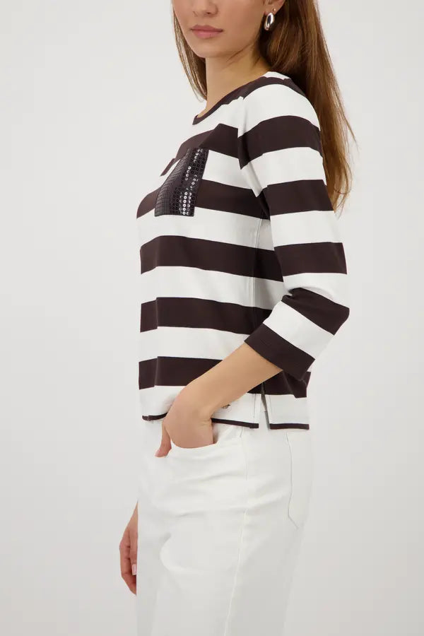 Monari Brown gestreiftes Sweatshirt