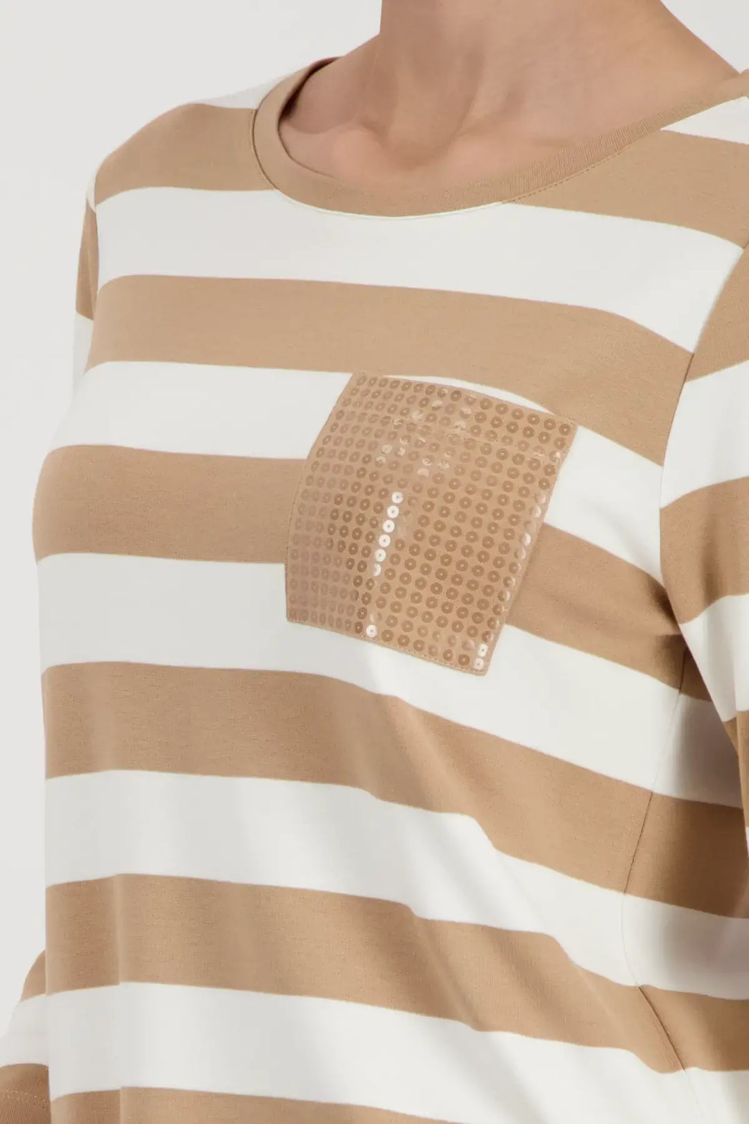 Monari Beige gestreiftes Sweatshirt