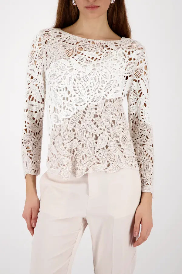 Monari Off White Cornelli Muster Pullover