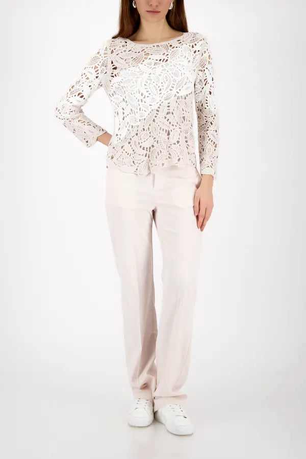 Monari Off White Cornelli Muster Pullover