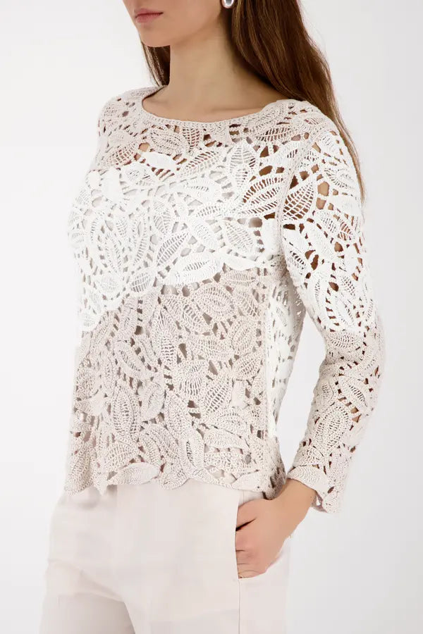 Monari Off White Cornelli Muster Pullover