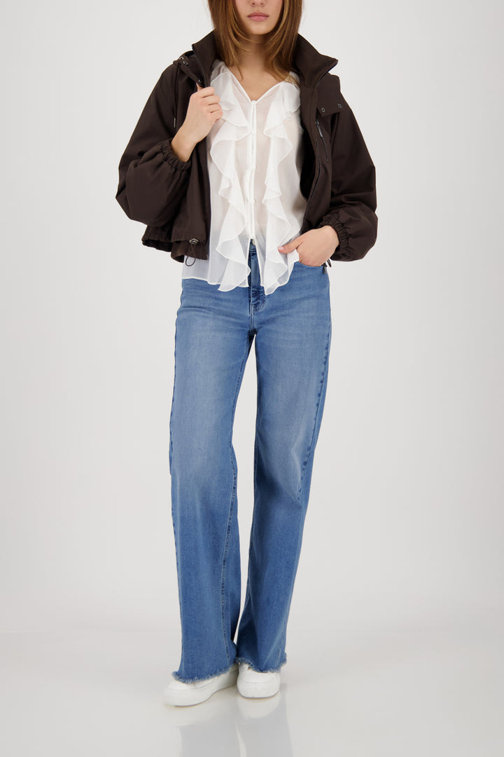 Weiße Georgette-Rüschenbluse von Monari