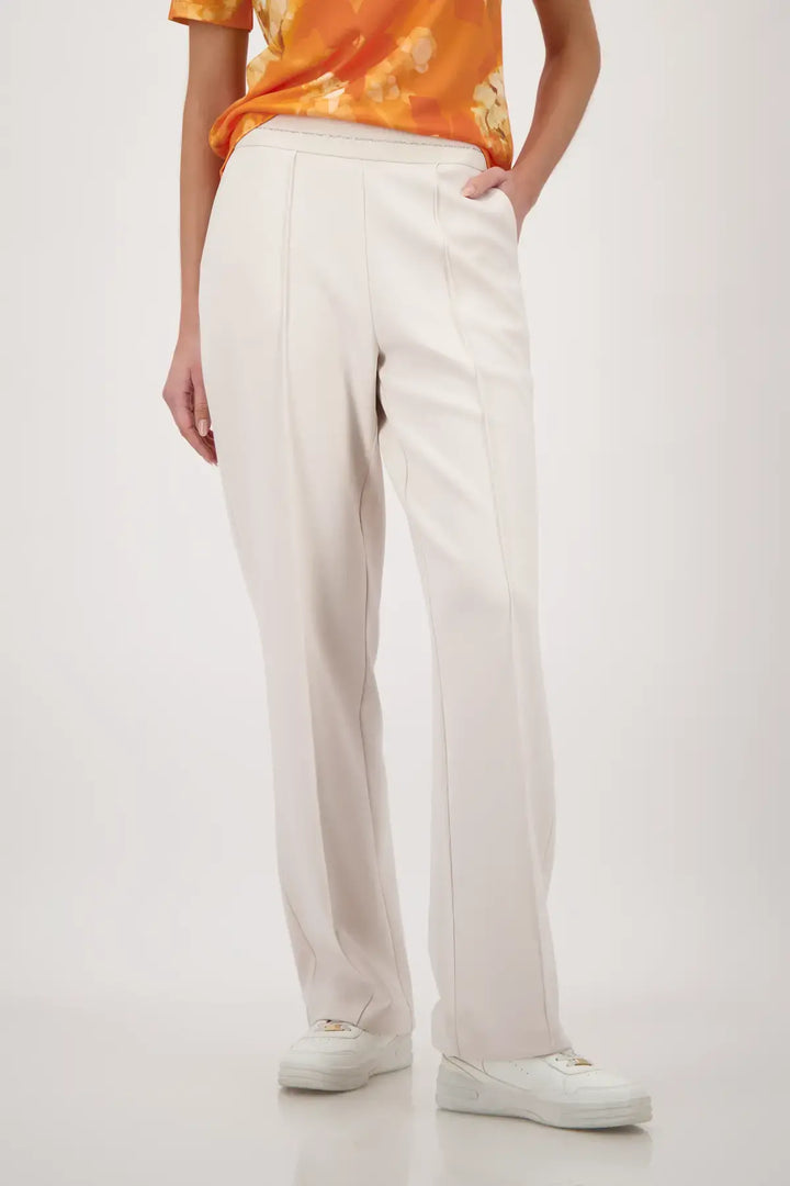 Monari Beige Jogginghose mit geradem Bein