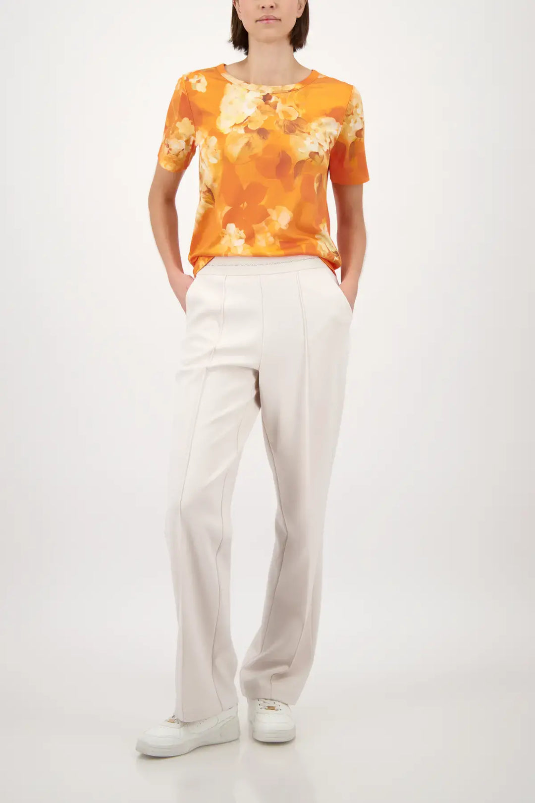 Monari Beige Jogginghose mit geradem Bein