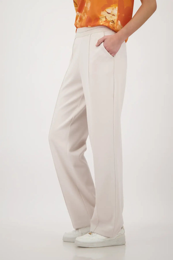 Monari Beige Jogginghose mit geradem Bein