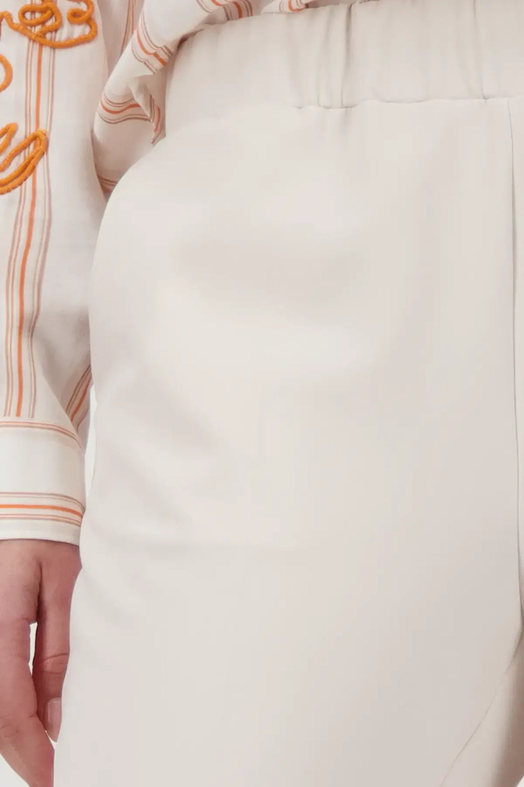 Monari Beige Hose mit geradem Bein